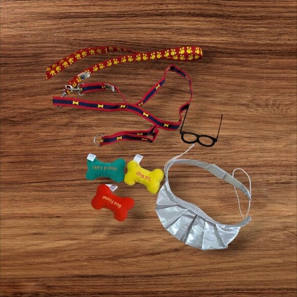 Build-A-Bear Dog-Themed Accessories Set: Leashes Bone Plush Toys Glasses - Picture 2 of 5